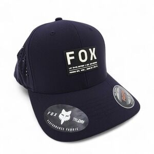 Fox Racing Non Stop Tech Flexfit Hat Midnight Navy Cap Mens Fitted Size‎ S/M NEW